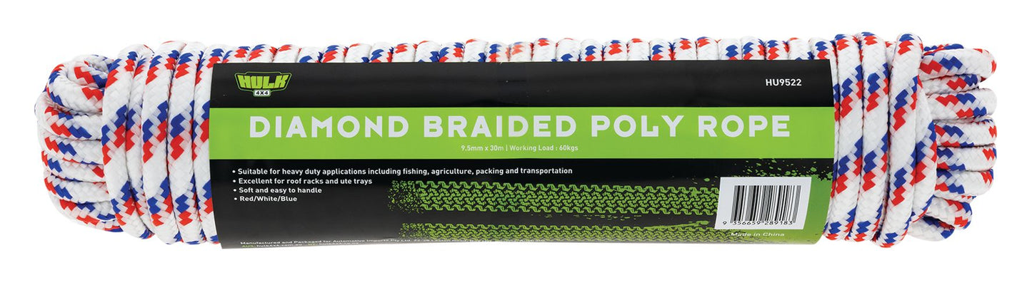 ROPE 30M WHT/RED/BL