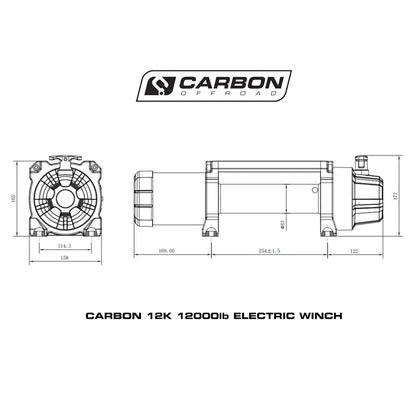 Carbon 12K - 12000lb Winch With Hook V3