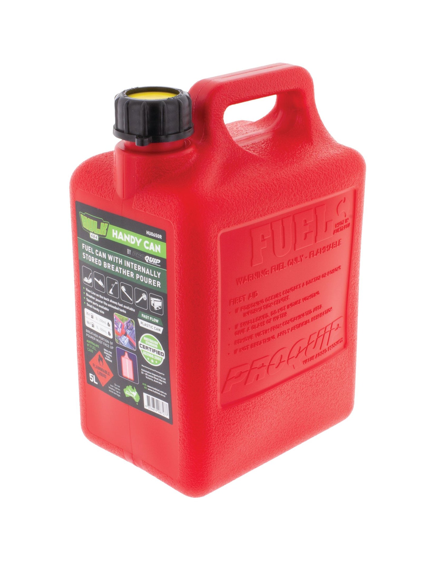 5LT PLASTIC HANDY FUEL CAN RED