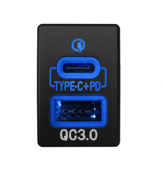Hulk 4X4 Late Isuzu and Mazda OE Style Push Switch - Dual USB Charger Port 12 Volt