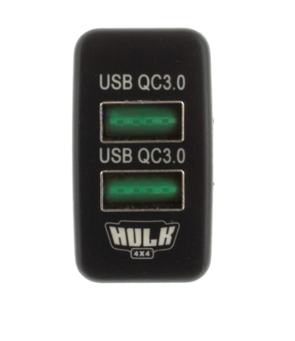 HULK 4X4 Toyota Early Dual QC3 USB Socket Green Illum 12v