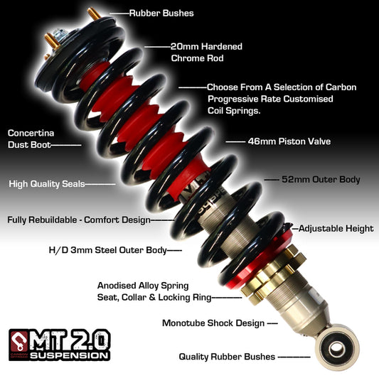 MT2.0 Toyota Fortuner 2015+ Front Adjustable Struts 2-3 Inch